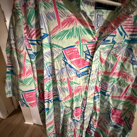 Vineyard Vines Pink and Green Tropical Shirt - Picture 3 of 5